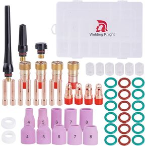 55Pcs TIG Welding Torch Stubby Gas Lens #10 Glass Cup Accessories Kit For TIG WP-17/18/26