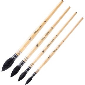 Falling in Art Professional Paint Brush Set, 4Pcs Round Pointed Paintbrush Set, Wooden Handle Nylon Hair Artist Brushes for Watercolor Painting and Fine Art(#2 #4 #6#8) in Kuwait
