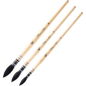 Falling in Art Professional Paint Brush Set, 4Pcs Round Pointed Paintbrush Set, Wooden Handle Nylon Hair Artist Brushes for Watercolor Painting and Fine Art(#2 #4 #6#8)