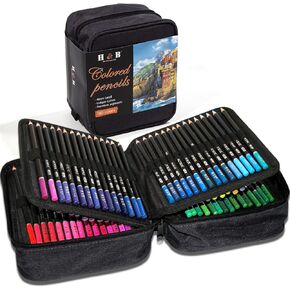 H & B 76 Colored Pencils & Sketchbook Drawing Kit, Artist Coloring Supplies for Adults Kids Beginner -Sketching Blending丨Soft Oil Base Core, Professional Coloured Set with Case Sharpener Art Paper