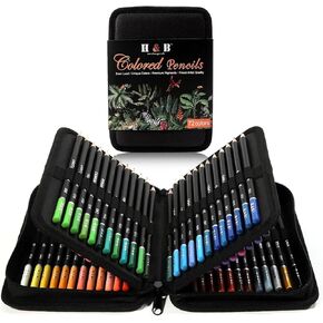 H & B 76 Colored Pencils & Sketchbook Drawing Kit, Artist Coloring Supplies for Adults Kids Beginner -Sketching Blending丨Soft Oil Base Core, Professional Coloured Set with Case Sharpener Art Paper