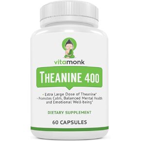 VitaMonk L Theanine 400mg Supplement - L-Theanine 400mg with No Artificial Fillers - Extra Strength L Theanine Supplement - Ltheanine 60 Capsules