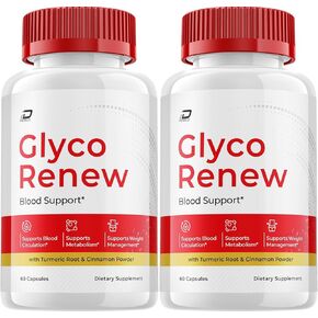 Glyco Renew Blood Support Capsules, GlycoRenew Advanced Supplement, All Natural Formula to Maintain Healthy Levels, Maximum Strength Daily Formula, Glyco Renew Capsules Reviews (2 Pack - 120 Capsules)