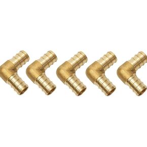 1/2 Inch PEX 90 Degree Elbow Connector Fitting Crimp Brass for PEX Pipe Tubing, No Lead 5 in Pack