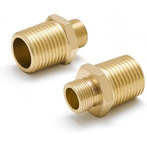 Water Hose G 3/8 Male to G 1/2 Male Reducer Adapter, RV Faucet Adapter Brass Compression Fitting Faucet Supply Line Adapter for Plumbing Water Hose 2 Pieces