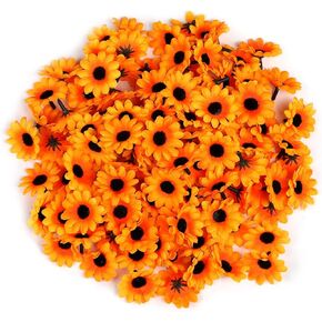 Naler 120pcs Artificial Daisy Heads Silk Daisy Flower Heads Artificial Gerbera Daisies for Wedding Party Home Decorations, Yellow