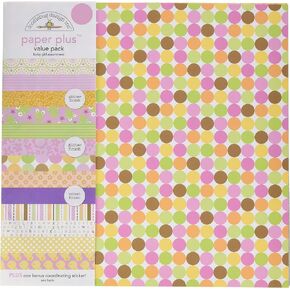 DOODLEBUG 5183 Paper Plus Value Supplies (12 Pack), 12" x 12", Baby Boy, Multicolor