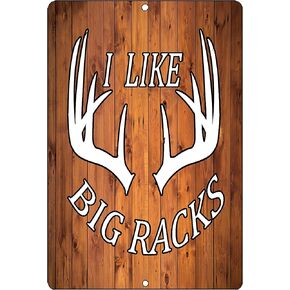 Rogue River Tactical Funny Hunting Metal Tin Sign Wall Decor Man Cave Bar Cabin Hunt I Like Big Racks