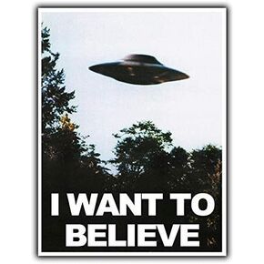 Krouterebs Vintage Metal Tin Sign I Want to Believe in UFO Aliens. Retro Decorative Aluminum Sign 8 X 12 in