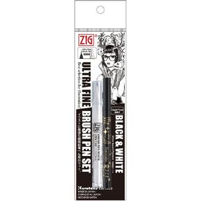 Kuretake Zig Inktober Special Set, Illustration Basic Set 2, 4 Black Markers and 1 White Brush Pen, for Manga Drawing, Lettering and Calligraphy, Professional Artist Quality, Made in Japan