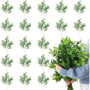 Xinnun 100 Pcs Artificial Italian Ruscus Greenery Stems 26.8 Inch Hanging Greenery Spray Fake Greenery for Centerpieces Faux Leaves Greenery Swag for Floral Arrangement Wedding Bouquet Garland Arch