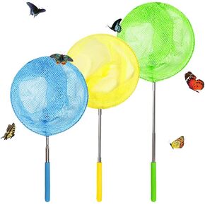 Kids Telescopic Butterfly Fishing Nets for Kids Catching Insect Net Outdoor Tools for Catching Bugs Fish Insect Ladybird, Extendable 34 Inches and Anti Slip Grip