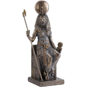 Veronese Design 8 1/2 Inch Tall Egyptian Goddess Sekhmet Sitting on Throne Cold Cast Resin Antique Bronze Finish Statue