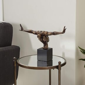 Deco 79 Polystone Diver Decorative Sculpture Home Decor Statue with Black Base, Accent Figurine 4" x 20" x 11", Bronze