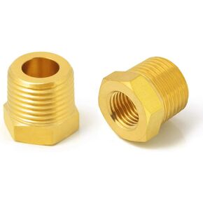 Brass Reducer Hex Bushing, 3/4" Male NPT to 1/4" Female NPT, Reducing Pipe Adapter Fitting (Pack of 2)
