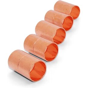 Copper Fitting HVACR OD 3/4" (HVACR Outer Dimension) 5/8" (Plumbing Inner Dimension) - Straight Copper Coupling Fittings With Rolled Tube Stop & ACR – 99.9% Pure Copper - 5 Pack