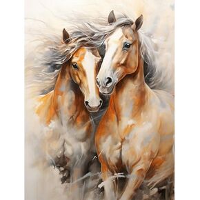Stalente Diamond Painting Kits for Adults, Horse Round Full Drill Diamond Art Kits, 5D DIY Paint with Diamonds Crafts for Home Wall Decoration Gifts 12×16Inch