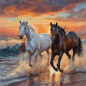 Stalente Diamond Painting Kits for Adults, Horse Round Full Drill Diamond Art Kits, 5D DIY Paint with Diamonds Crafts for Home Wall Decoration Gifts 12×16Inch