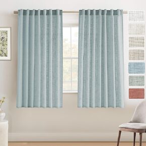 PrinceDeco Linen Curtains 84 Inches Long for Living Room Light Filtering Window Curtains 52 Inch Width for Bedroom Rod Pocket/Back Tab Farmhouse Linen Curtains Privacy Assured,2 Panels,Natural