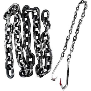 2 Pack Halloween Plastic Chain Props Halloween Fake Chain with Hook Halloween Chains Prop for Halloween Costume Party Prisoner Haunted Home Decoration