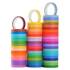 WAPETASHI 60 Rolls Washi Tape Set - 15mm Rainbow Colored Masking Tape, Decorative Tape for Bullet Journaling, Scrapbooking, DIY Arts & Crafts, Christmas Gift, Holiday Decoration