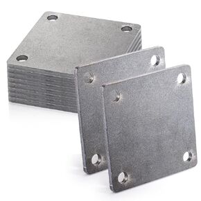 8 Pack Steel Plate with holes, 4'' x 4'' Flat Metal Plate, Laser Cut A36 Hot Rolled Mild Steel with Smooth Edges, Weldable Paintable Square Metal Sheets for Magnets, Industrial Use