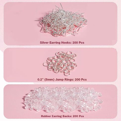 Aiythouy® 150 Pcs/75 Pairs Silver Earring Hooks, 451 Pcs Earring Making Supplies Kit with Jewelry Pliers, Jump Rings and Earring Backs for Jewelry Making, Hypoallergenic Fish Hook Earrings Wires in Saudi Arabia
