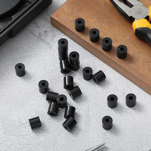 Pasimy 200 Pcs Black Nylon Spacers 1/2'' Thick, 1/2'' OD 0.194'' ID Nylon Spacers Plastic Washers Electrical Outlet Screw Spacers Black Round Spacers for Electrical Screws, Switch and Receptacle in Saudi Arabia