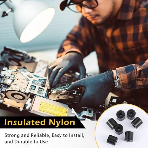 Pasimy 200 Pcs Black Nylon Spacers 1/2'' Thick, 1/2'' OD 0.194'' ID Nylon Spacers Plastic Washers Electrical Outlet Screw Spacers Black Round Spacers for Electrical Screws, Switch and Receptacle in Saudi Arabia
