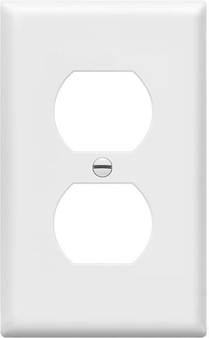 Enerlites 8821-W Duplex Receptacle Outlet Wall Plate, Standard Size 1-Gang, Polycarbonate Thermoplastic, White in Saudi Arabia