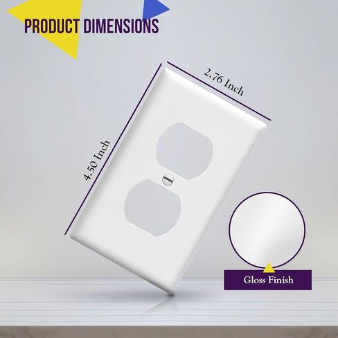 Enerlites 8821-W Duplex Receptacle Outlet Wall Plate, Standard Size 1-Gang, Polycarbonate Thermoplastic, White in Saudi Arabia