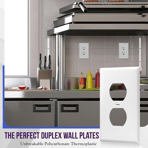 Enerlites 8821-W Duplex Receptacle Outlet Wall Plate, Standard Size 1-Gang, Polycarbonate Thermoplastic, White in Saudi Arabia
