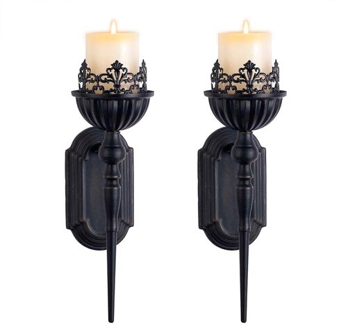 حامل شموع على الحائط الريفي (مجموعة من 2) حوامل شموع خشبية مثبتة على الحائط في المزرعة، حامل شموع على الحائط لغرفة المعيشة، الحمام، غرفة الطعام in Kuwait