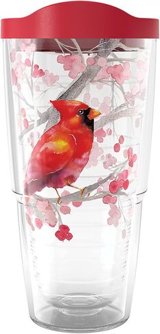 Tervis Christmas Holiday Cardinal and Berry Branches Made in USA Double Walled Insulated Tumbler Travel Cup Keeps Drinks Cold & Hot, 16oz, Classic in Saudi Arabia