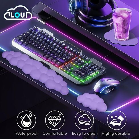 Cloud Wrist Rest for Computer Keyboard Arm Wrist Rest with Non-Slip Base Extended Wrist Rest Ergonomic Memory Foam for Keyboard and Mouse Typing Pain Relief, Office, Gaming, Computer in Kuwait