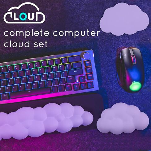 Cloud Wrist Rest for Computer Keyboard Arm Wrist Rest with Non-Slip Base Extended Wrist Rest Ergonomic Memory Foam for Keyboard and Mouse Typing Pain Relief, Office, Gaming, Computer in Kuwait