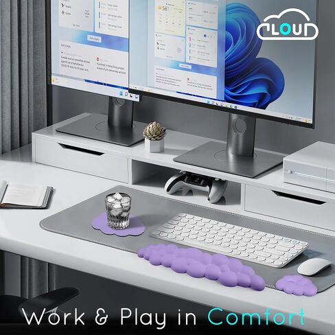 Cloud Wrist Rest for Computer Keyboard Arm Wrist Rest with Non-Slip Base Extended Wrist Rest Ergonomic Memory Foam for Keyboard and Mouse Typing Pain Relief, Office, Gaming, Computer in Kuwait