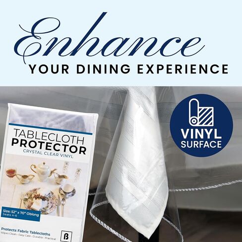 BRODER MFG. INC. Tablecloth Protector Crystal Clear Vinyl (52"x70" Oblong) | Thick, Durable Clear Table/Tablecloth Protector | Perfect for Parties, Special Occasions, Gatherings, and Everyday Use in Saudi Arabia
