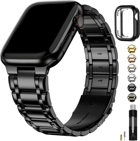 سوار ساعة Apple متوافق مع Fullmosa مقاس 49 مم 45 مم 44 مم 42 مم 41 مم 40 مم 38 مم، سوار iWatch من الفولاذ المقاوم للصدأ مع حافظة حزام معدني لسلسلة ساعات Apple Ultra 9 8 7 6 5 4 3 2 1 SE، 38 مم 40 مم 41 مم ذهبي وردي in Kuwait