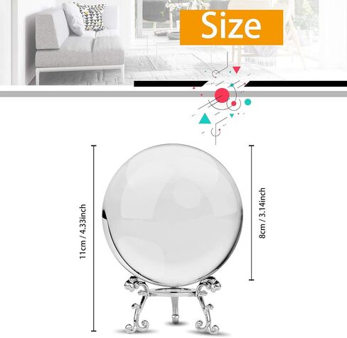 MerryNine K9 Crystal Ball, Photograph Crystal Ball with Stand and Pouch, K9 Crystal Sunshine Catchers Ball with Microfiber Pouch (80mm/3.15" Set,) in Saudi Arabia