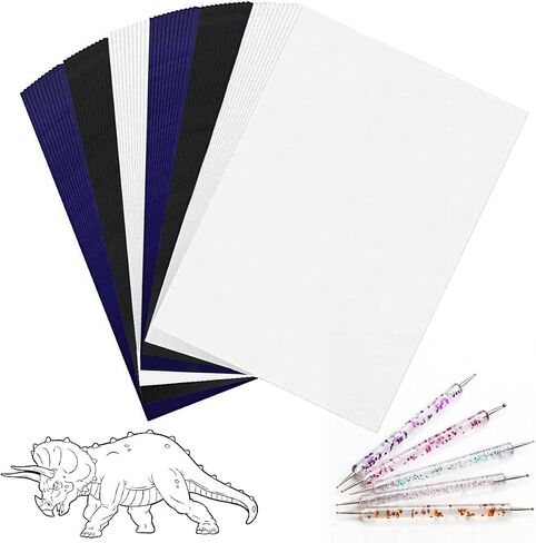 100 Sheets White Carbon Transfer Paper 11.7"x8.3" with Tracing Stylus for Wood Burning Transfer, Wood Carving,Trace Pattern in Saudi Arabia