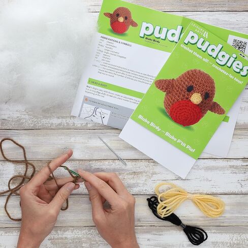 LEISURE ARTS Pudgies Animals Crochet Kit, Piggy, 3", Complete Crochet kit, Learn to Crochet Animal Starter kit for All Ages, Includes Instructions, DIY amigurumi Crochet Kits in Kuwait