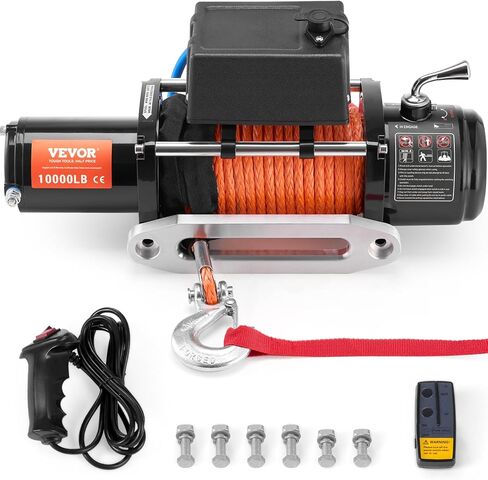 ونش كهربائي VEVOR، 13.500 رطل، 12V DC ونش شاحنة مع حبل صناعي Φ3/8 × 80 قدم من الألومنيوم Fairlead جهاز تحكم عن بعد لاسلكي وسلكي، IP55 مقاوم للماء لسحب قارب مقطورة جيب SUV على الطرق الوعرة in Saudi Arabia