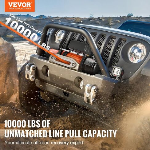 ونش كهربائي VEVOR، 13.500 رطل، 12V DC ونش شاحنة مع حبل صناعي Φ3/8 × 80 قدم من الألومنيوم Fairlead جهاز تحكم عن بعد لاسلكي وسلكي، IP55 مقاوم للماء لسحب قارب مقطورة جيب SUV على الطرق الوعرة in Saudi Arabia