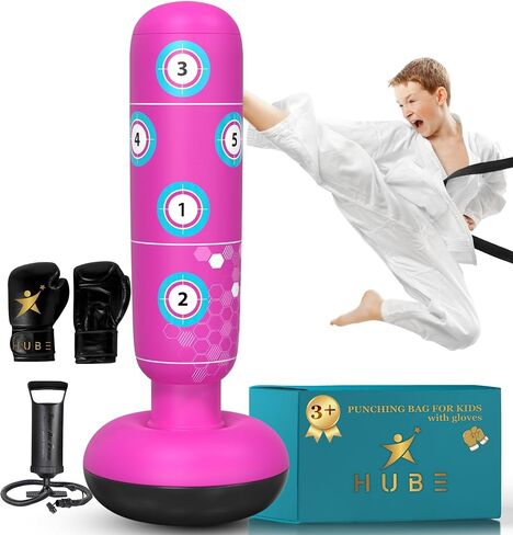 كيس ملاكمة قابل للنفخ للأطفال مع قفازات - 66 بوصة دمية ملاكمة للأعمار من 5 إلى 12 عامًا - هدايا رياضية للأولاد - ألعاب رائعة للأطفال - مجموعة ملاكمة لممارسة الكاراتيه، التايكوندو، فنون القتال المختلطة in Kuwait