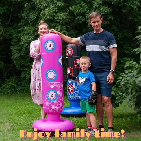 كيس ملاكمة قابل للنفخ للأطفال مع قفازات - 66 بوصة دمية ملاكمة للأعمار من 5 إلى 12 عامًا - هدايا رياضية للأولاد - ألعاب رائعة للأطفال - مجموعة ملاكمة لممارسة الكاراتيه، التايكوندو، فنون القتال المختلطة in Kuwait