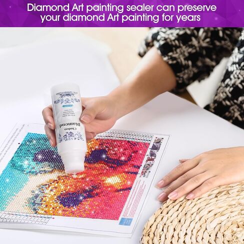Cludoo 240 مل / 8 أونصة طلاء ألماس صمغ مانع لتسرب الطلاء الماسي 5D، مانع تسرب الفن الماسي لتأثير اللمعان وحافظ دائم على اللوحة الماسية للرسم الماسي والألغاز والحرف اليدوية in Kuwait