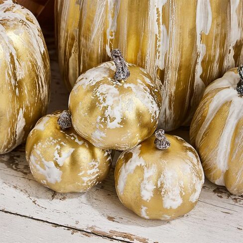 woshilaocai 7PCS Artificial Pumpkins Décor Fall Harvest Thanksgiving/Halloween Holiday Farmhouse Decorations for Home (Bright Orange) in Saudi Arabia