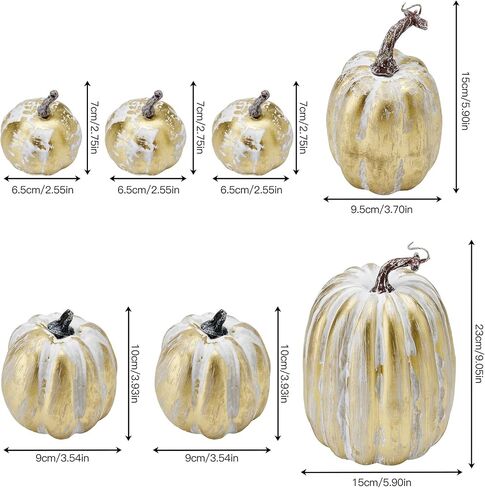 woshilaocai 7PCS Artificial Pumpkins Décor Fall Harvest Thanksgiving/Halloween Holiday Farmhouse Decorations for Home (Bright Orange) in Saudi Arabia
