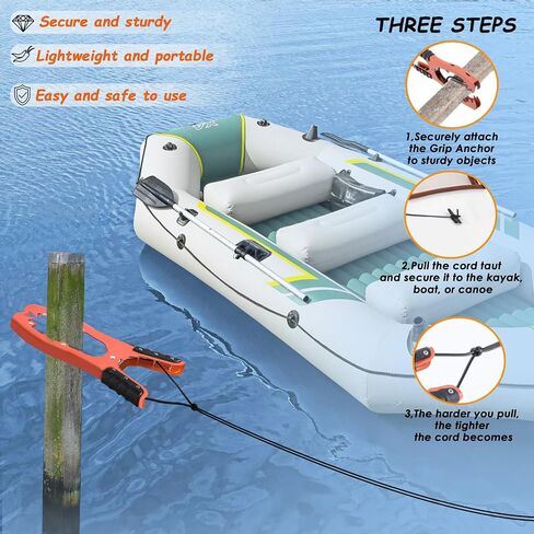 Qidoe Canoe Anchor Gripper, Kayak Anchor Grip with 16.5ft Paracord and Snap Hook Boat Gripper Brush Clamp Anchor with Teeth to Anchor Float, Canoe, Boat for Fishing Boating Camping Kayaking in Saudi Arabia